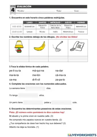 Control tema 4 de Lengua Castellana