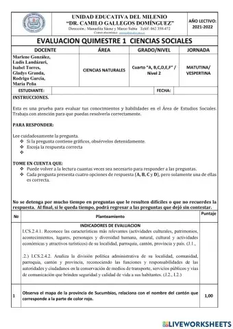 Examen de  estudios sociales