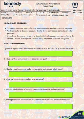 Reflexión Quimestral  de EESS