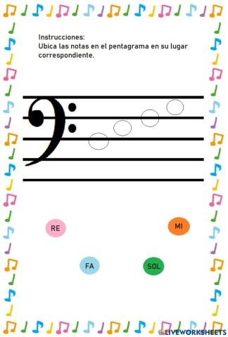 Notas musicales con CLAVE DE FA