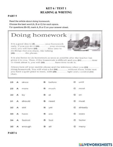 KET Writing & Reading Part 5-8