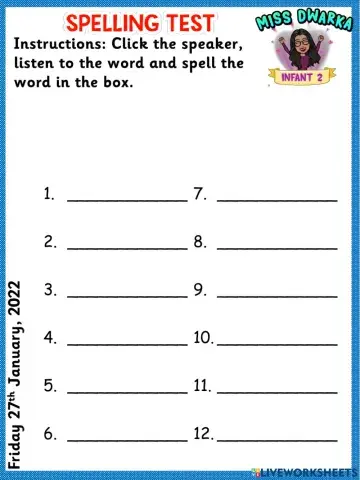 Spelling test - week 4