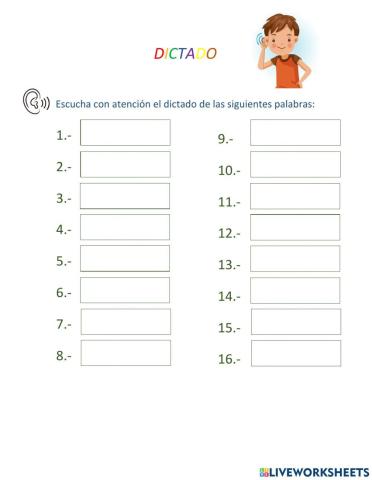 Dictado palabras con mp o mb