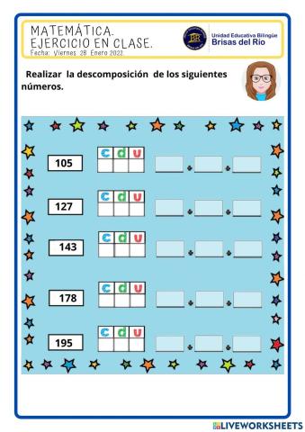 Desdcompopsición de números de familia del 100
