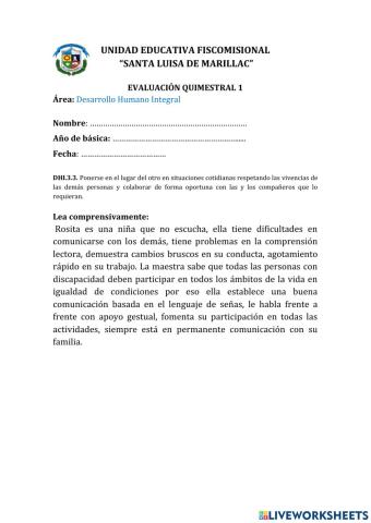 Evaluación quimestral