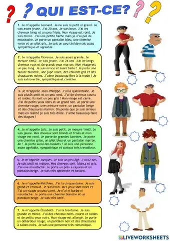 Trouve les personnages à partir des descriptions