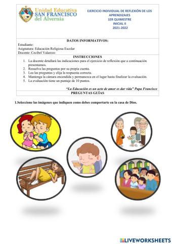 Ejercicio individual de reflexión de los aprendizajes INICIAL II