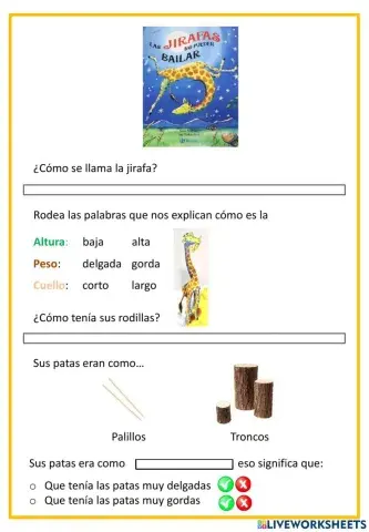 Comprensión cuento las jirafas no saben bailar