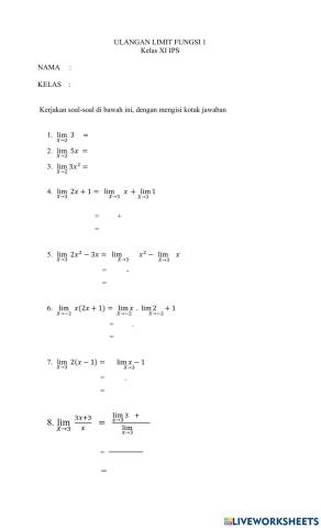 Ulangan limit fungsi