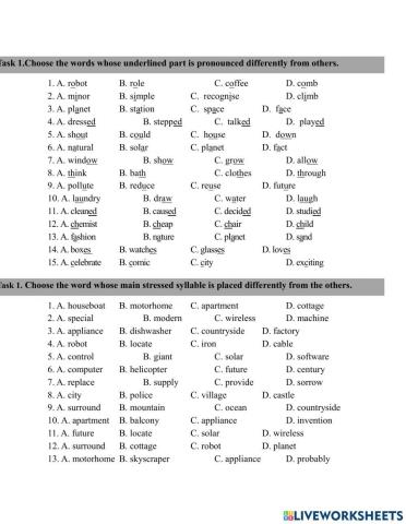 EL6 unit 12 pronounciation and vocabulary