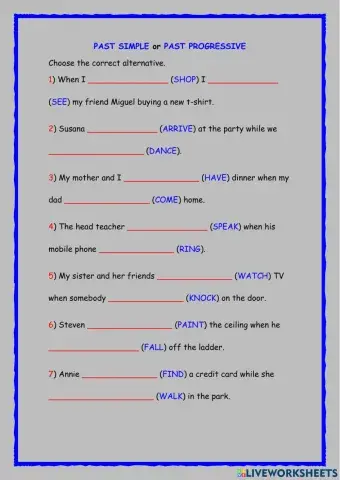 Past simple vs past progressive