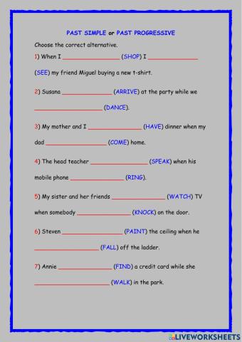 Past simple vs past progressive