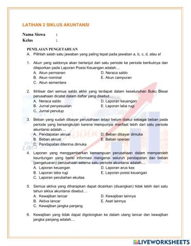 Latihan 2 Siklus Akuntansi