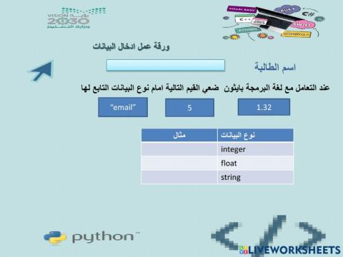 ادخال البيانات