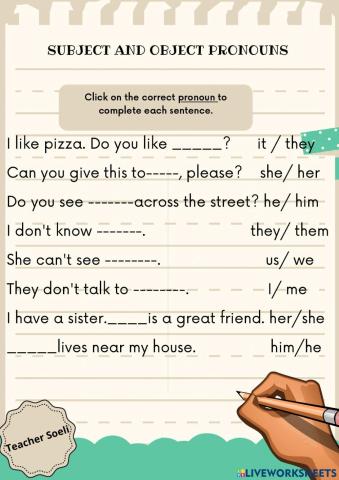 Subject and Object Pronouns