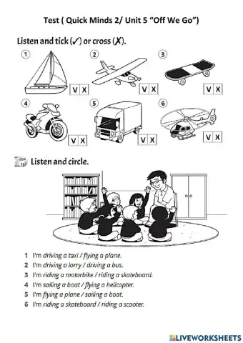Quick Minds 2- Unit 5 -Off We Go-- Test