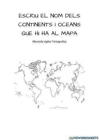 Mapamundi Oceans i Continents
