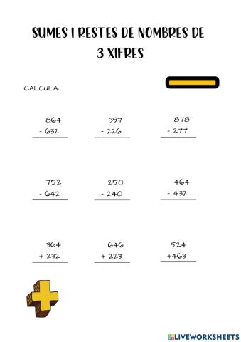 Sumes i restes de nombres de 3 xifres