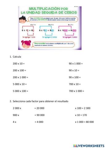 Mutiplicar y dividir seguidos de ceros