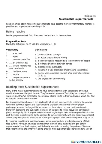 Sustainable supermarkets
