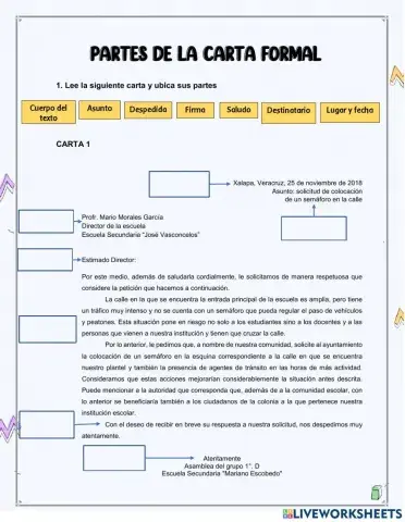 Partes de la carta formal