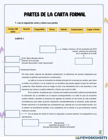 Partes de la carta formal