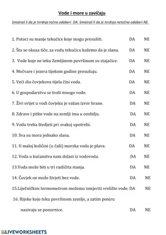 Vode i more u zavičaju provjera