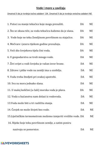 Vode i more u zavičaju provjera