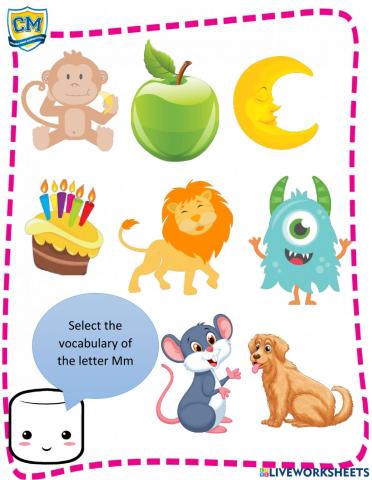 Letter Mm vocabulary