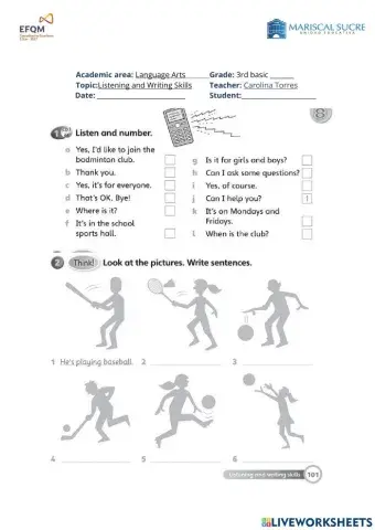 Listening and Writing Skills