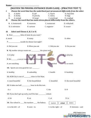 Grammar - practice test no 7