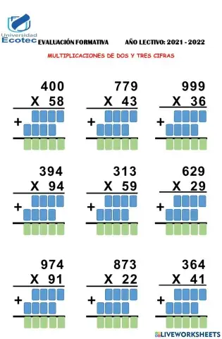 Multiplicaciones con dos y tres cifras