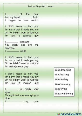 Jealous Guy- Past Progressive