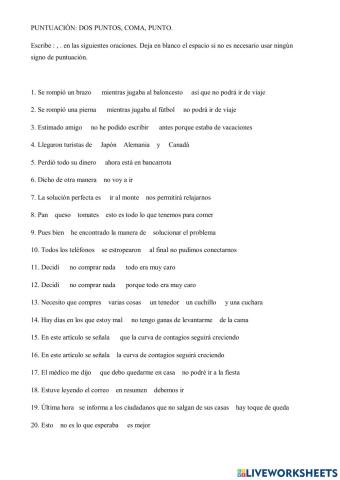 Puntuación. Punto, coma, dos puntos