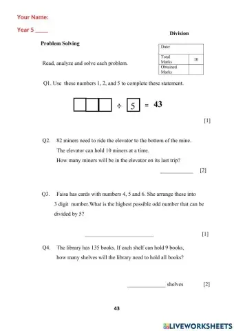 Division - Problem Solvng