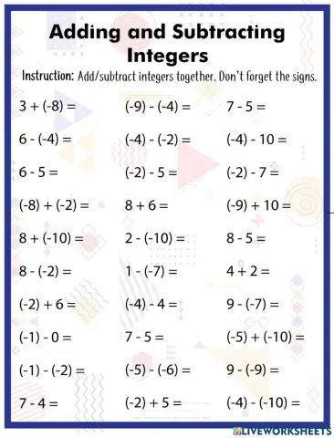 Adding and Subtracting Integers