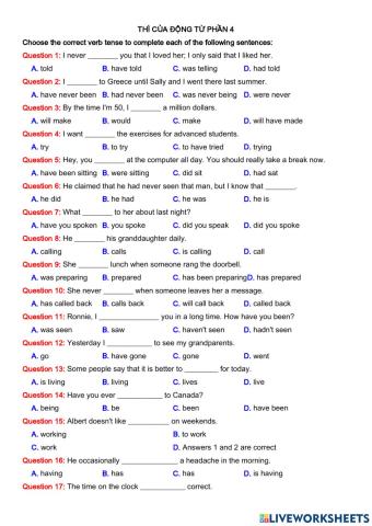 Thì của động từ phần 4