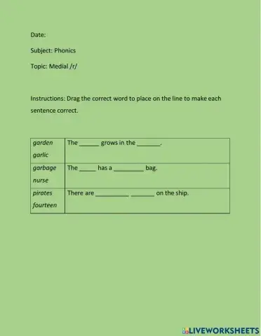 Medial -r- worksheet