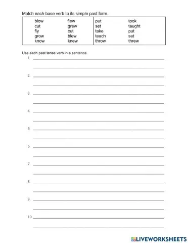 Writing with Irregular Verbs in the Simple Past 03