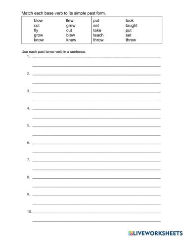 Writing with Irregular Verbs in the Simple Past 03