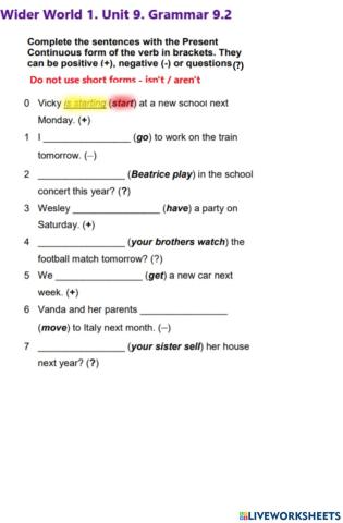 Wider World 1. Unit 9. Grammar 9.1