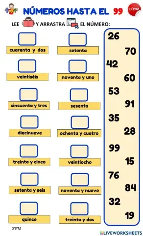 Numeración hasta el 99