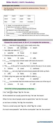 Wider World 2. Unit 9. Vocabulary