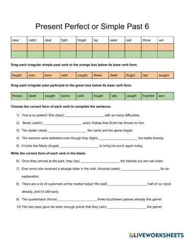 Irregular Verbs in the Present Perfect or Simple Past