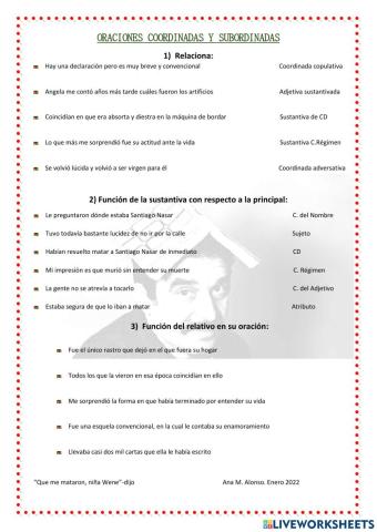 Oraciones coordinadas y subordinadas