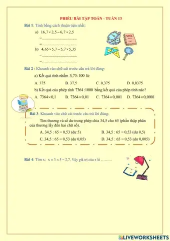 Tuần 13 lớp 5 môn toán