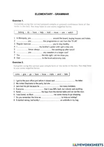 Elementary - Grammar