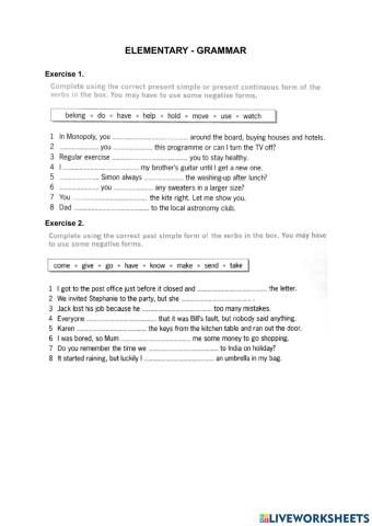 Elementary - Grammar