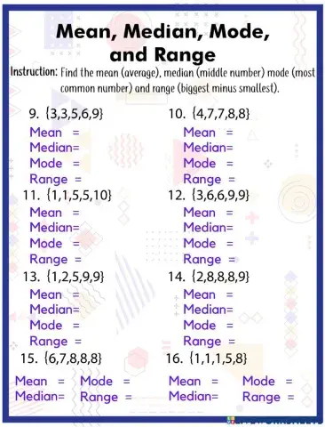 Mean, Median, Mode, and Range