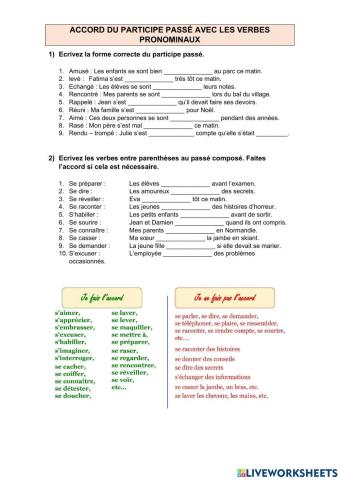 Accord des participes passés avec les verbes pronominaux